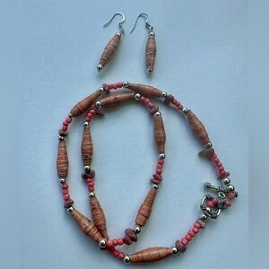 vintage purvian with natural stone seed beads necklace